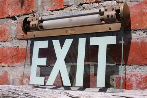1920s 30s Theatre Glass Exit Signs The Vintage Room