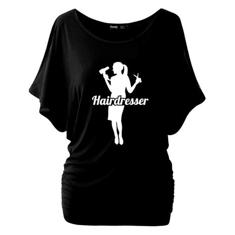 Summer Casual O Neck Batwing Short Sleeve Cotton T Shirt Sexy Girls Hairdresser Print T Shirt