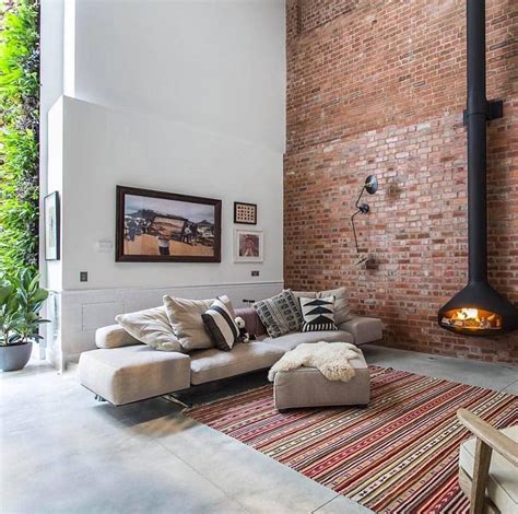 That fire place! | Brick living room, Brick wall living room, Brick