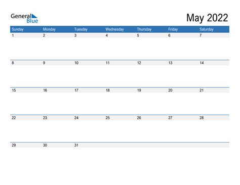 General Blue May 2022 Calendar Printable Calendar 2023