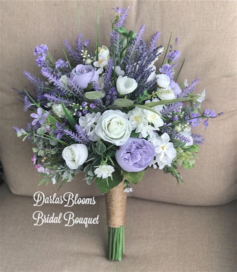 Lavender Wedding Bouquetboho Bouquetpurple Wedding Etsy Purple
