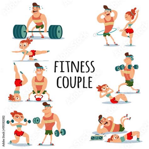 Fitness Couple Man And Woman Doing Exercise Workout Girl And Guy