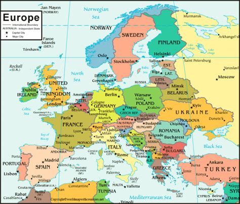 Free Political Map Of Europe With Countries In Pdf