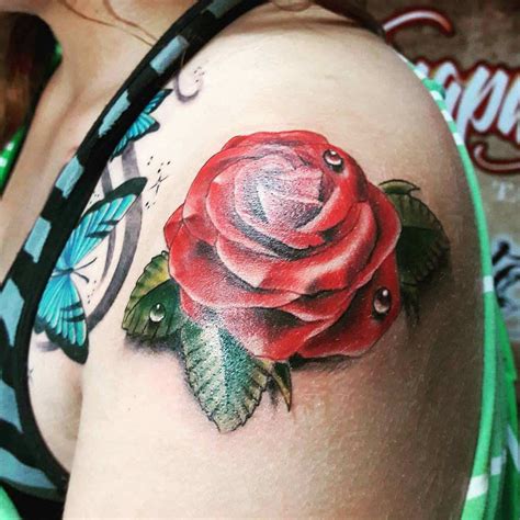 Red Rose Tattoo Shoulder