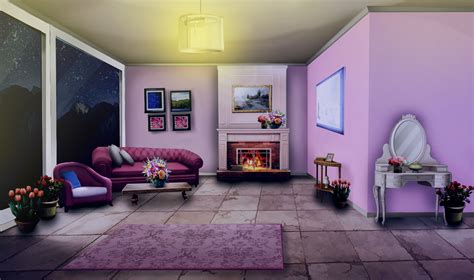 Romantic Anime Bedroom Anime Living Room Background Night