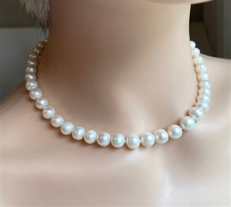 9mm Pearl Necklace Freshwater Pearl Necklace Mother Of The Etsy