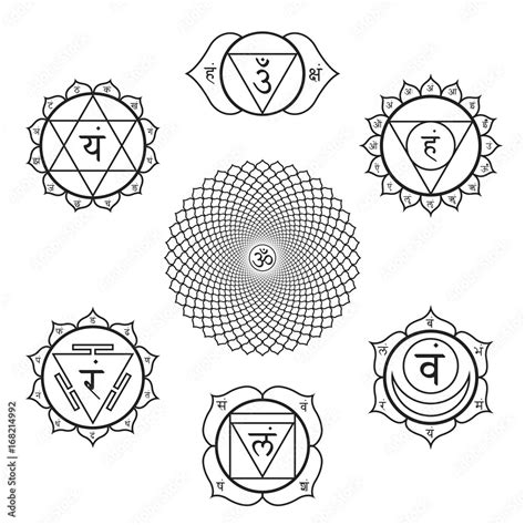 Vector Chakras Symbols Set Illustration Stock Vector Adobe Stock