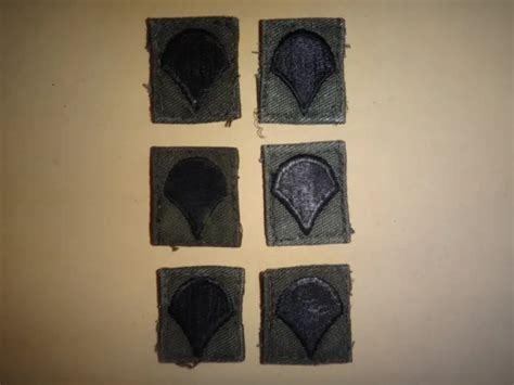 6 Vietnam War Us Army Specialist Rank Subdued Collar Patches Three