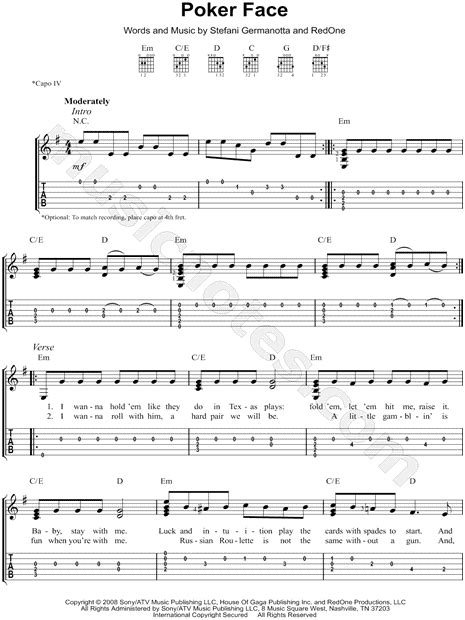 Lady gaga poker face easy piano tutorial chords how to play. Lady Gaga "Poker Face" Guitar Tab in E Minor - Download ...