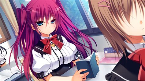 Blue Eyes Book Bow Front Wing Game Cg Innocent Girl Long Hair Nanaca Mai Ousaka Kanae Red Hair