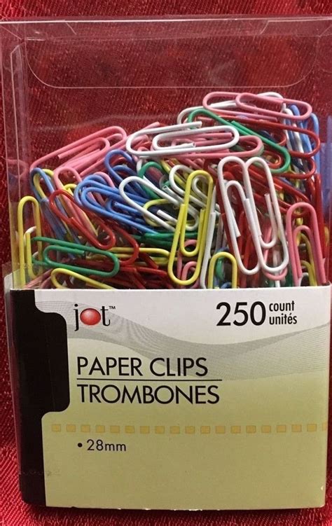 250 Paper Clips Assorted Colors Vinyl Coated 28mm Brand New In
