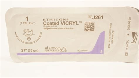 Ethicon J261 1 Coated Vicryl Ct 1 36mm 12c Taperpoint 27inch Imedsales