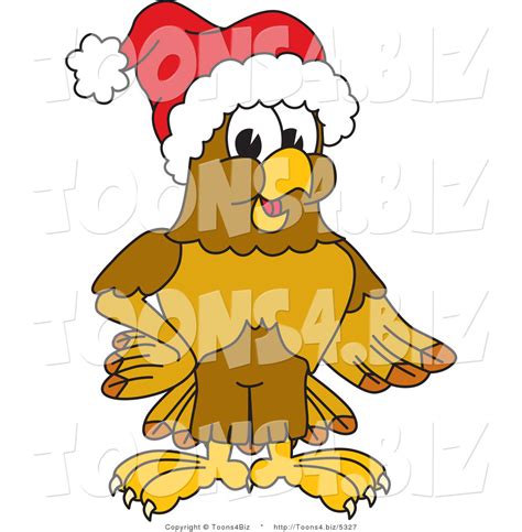 Vector Illustration Of A Cartoon Hawk Mascot Character Wearing A Santa