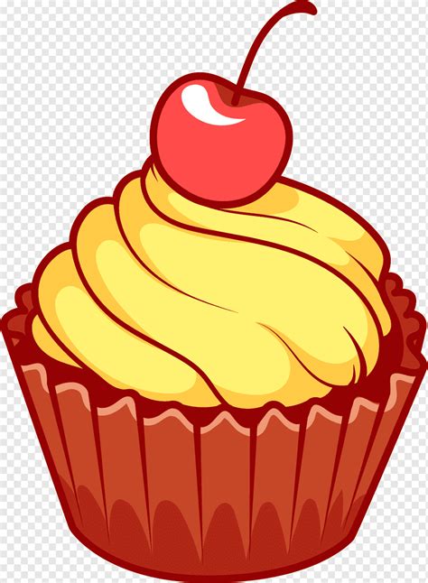 Cupcake Cream Torte Cherry Cake Kartun Kue Kecil Yang Indah Karakter