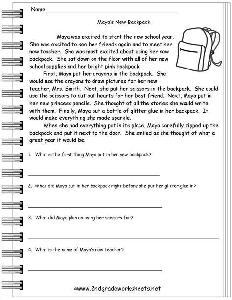 Free Printable Reading Comprehension Worksheets 3rd Grade For Free