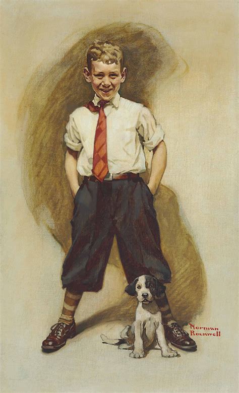 Norman Rockwell American Oil Painting Little Boy And Beagle 1926