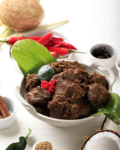 Rendang Padang Spicy Beef Stew From Padang Indonesia Stock Photo