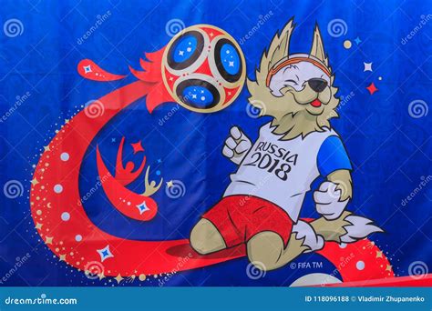 moscow russia june 02 2018 wolf zabivaka the official mascot of championship fifa world cup