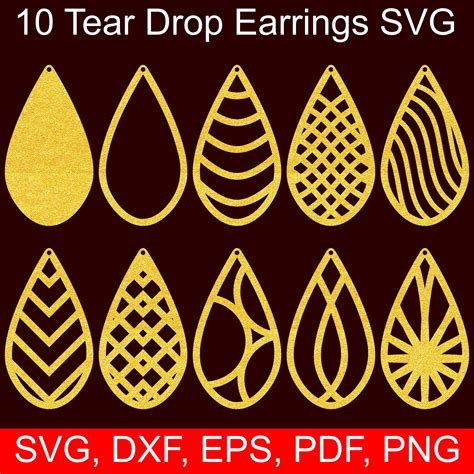 10 Tear Drop Earrings Svg Files Tear Drop Svg Cut Files For Cricut