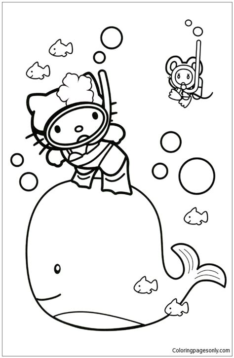 Click a picture to begin coloring. Hello Kitty With A Whale Coloring Page - Free Coloring Pages Online