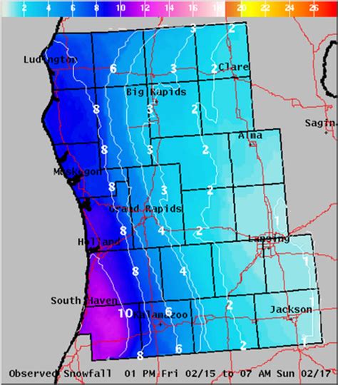 Weekend Lake Effect Snow Could Bury Parts Of West Michigan Map Shows