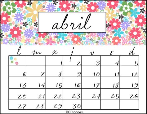 1001 Tardes Calendario Abril 2015