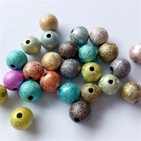 50pcslot Mixed Stardust Charming Beads Acrylic Round Spacer Round