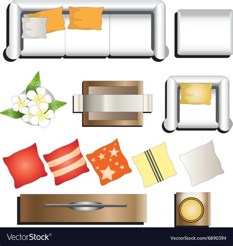 The living room is your home's centre. Living room furniture top view set 11 for interior