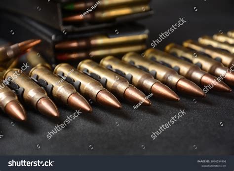 Photo 556mm Ammunition Machine Gun Bullets Stock Photo 2098554991