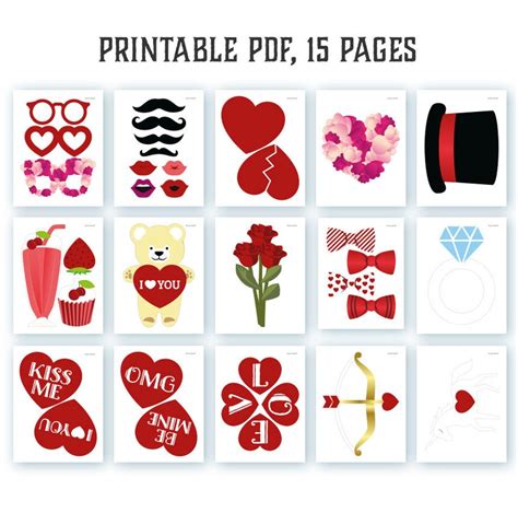 Valentines Photo Booth Props Printable Pdf File For Your Diy Etsy