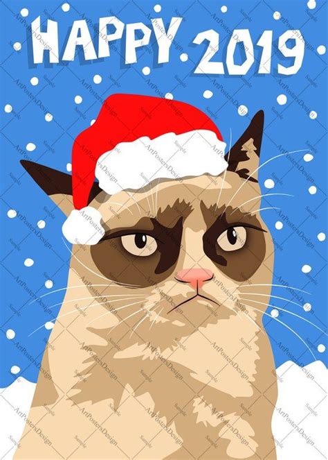 Grumpy cat won first prize golden kitty at the second annual internet cat video festival. Internet meme Grumpy Cat Happy 2020 New Year card I | Etsy | Grumpy cat, New year card, Cat ...