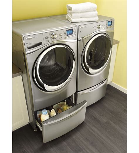 You need to give extra length on the side measurements as you would not want the machines to drop on the floor while running. (XHPC155YC) 15.5" Laundry Pedestal with Chrome Handle and ...
