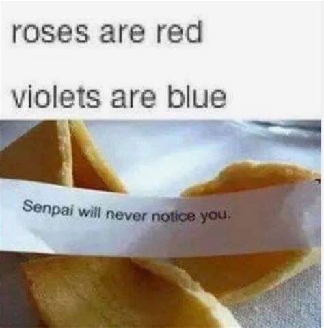 No Senpai Why Roses Are Red Memes Anime Memes Otaku Anime Memes