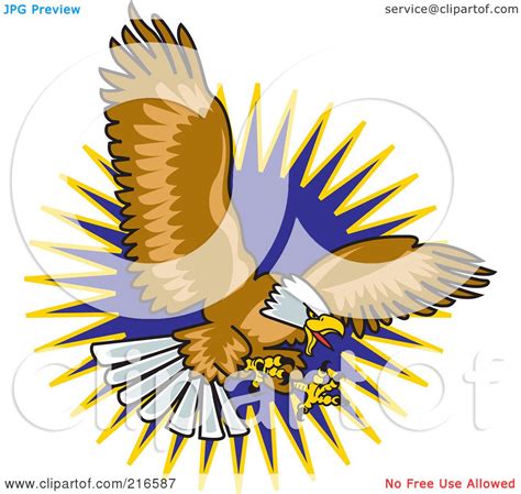Royalty Free Rf Clipart Illustration Of A Flying Bald Eagle With His