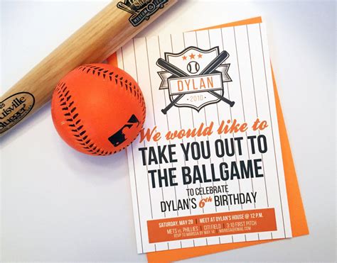 Baseball Themed Birthday Party Invitation Take Me Out To Etsy