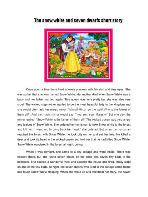 The Snow White And Seven Dwarfs Short Story Pdf Snow White Grimms