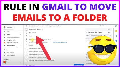 How To Create A Rule In Gmail To Move Emails To A Folder Youtube
