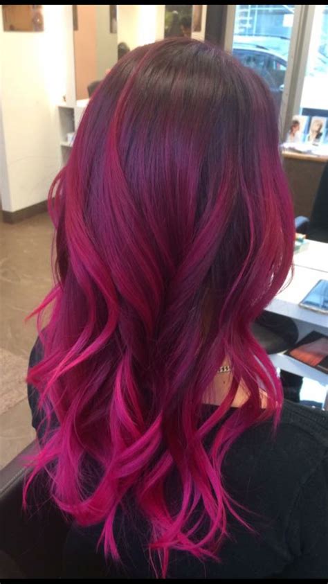 Magenta Balayage Ombre Magenta Hair Curly Hair Styles Ombre Hair