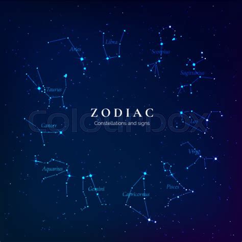 Zodiac Signs On Starry Sky Twelve Stock Vector Colourbox
