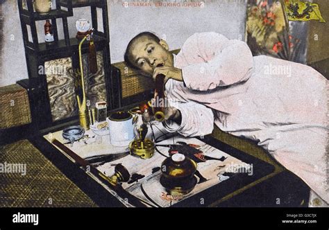 Chinese Man Smoking Opium China Date Circa 1910s Stock Photo Royalty