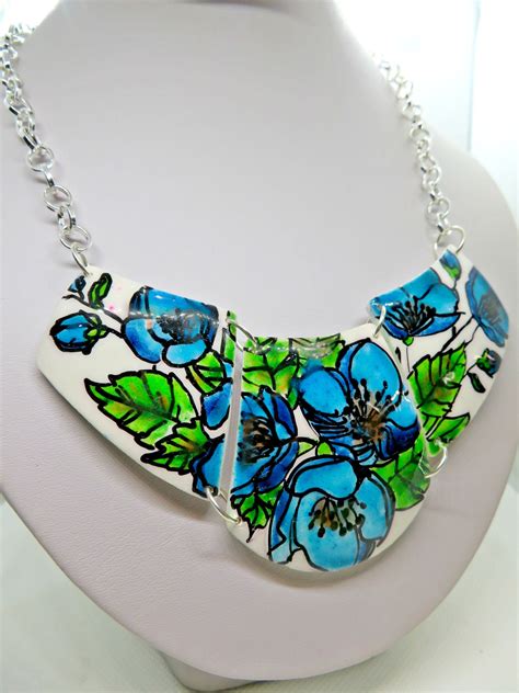 Statement Floral Polymer Clay Necklace Wearable Art T For Etsy