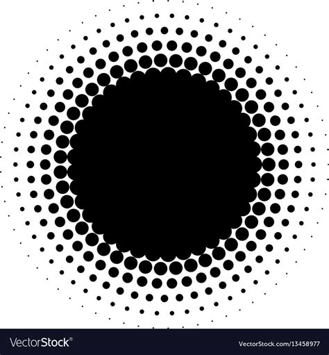 Abstract Halftone Circle Of Dots In Radial Vector Image