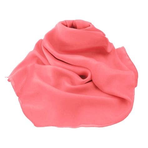plain coral pink oblong pure silk chiffon scarf