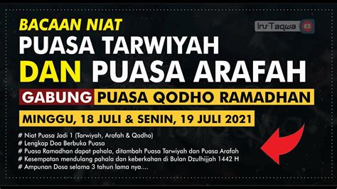 Niat Puasa Tarwiyah Dan Arafah M H Sekalian Bayar Hutang