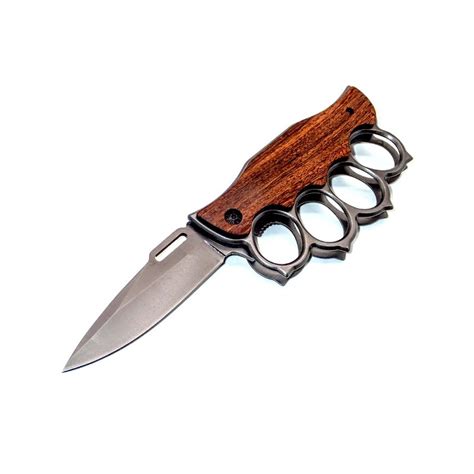 Semiautomatic Knife Brass Knuckles One Hand Knife Combat Knife