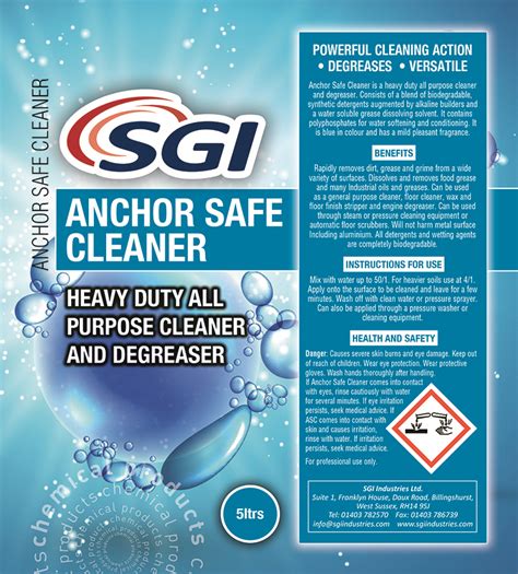 Anchor Safe Cleaner Label Sgi Industries Ltd
