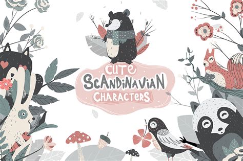 Cute Scandinavian Characters Set In Graphics On Yellow Images Creative