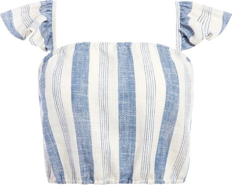 Alice Olivia Celestia Flutter Sleeve Linen Blend Crop Top Shopstyle