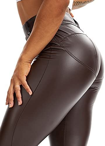 anti cellulite leggings seasum women s faux leather leggings pants pu elastic shaping hip push
