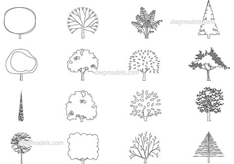 Trees Side View Dwg Autocad Blocks 2d Vegetation Models For Free